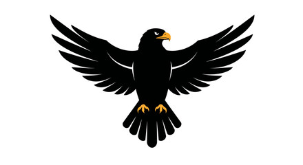 Majestic black eagle spreading wings symbol of freedom power and strength graphic element