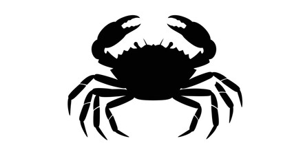 Silhouette of a black crab with claws raised on a for graphic design