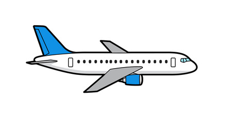 Fototapeta premium Airplane illustration design - a modern commercial jetliner with blue accents