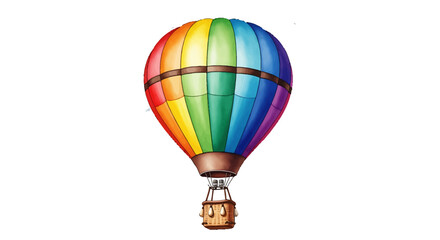 Obraz premium Brightly colored hot air balloon illustration, a beautiful graphic design element symbolizing uplift, freedom, and an inspiring journey across clear skies