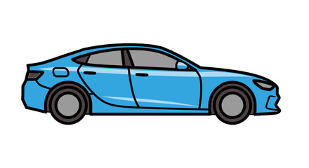 Fototapeta premium Blue sedan design illustration - a modern transportation concept for travel and automotive design