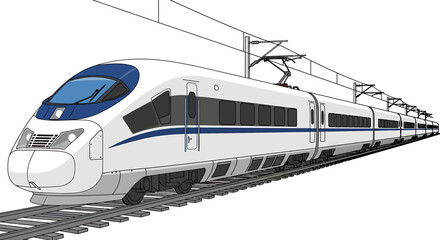 Modern high-speed train design illustration, showcasing sleek lines and advanced technology for efficient travel