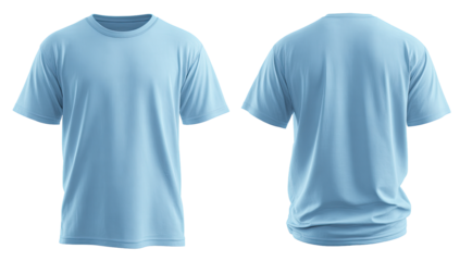 Light blue t-shirt, front and back views