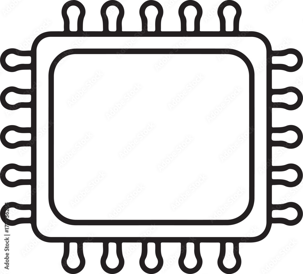 Poster simple outline drawing of a computer microchip