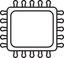 Simple outline drawing of a computer microchip