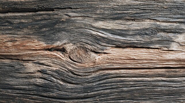 Weathered, textured wood plank with a prominent knot and visible grain patterns - Powered by Adobe