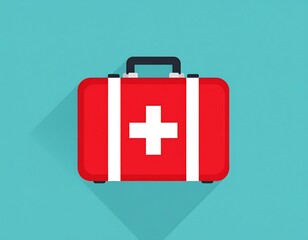 Obraz premium Red medical kit, flat style