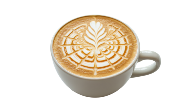 latte art coffee cup spiderweb design.