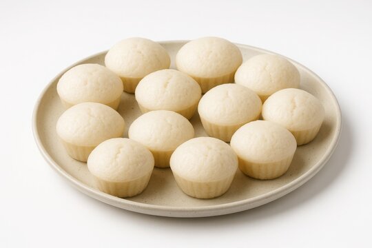 Plate of Puto Rice Cakes on a white background.