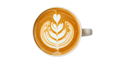 Latte art coffee cup top view 4.