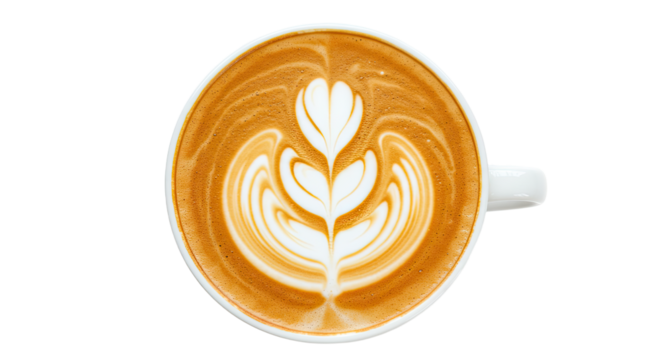 Latte art coffee cup top view 7.