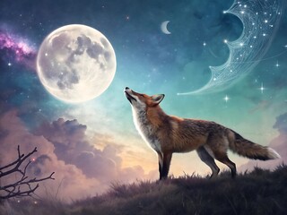 wolf howling at the moon