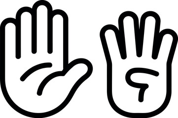 Obraz premium Two hands with open palms, one larger than the other, showing digits against a white background