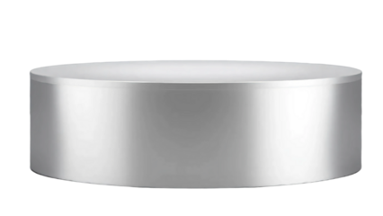 Silver metal round podium isolated on transparent background