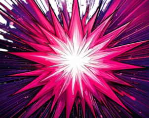 Comic Speech Bubble Explosion Shape in Pink with Purple Border, isolated PNG