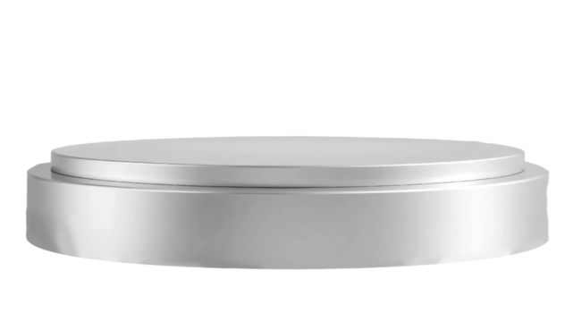 Silver metal round podium isolated on transparent background - Powered by Adobe