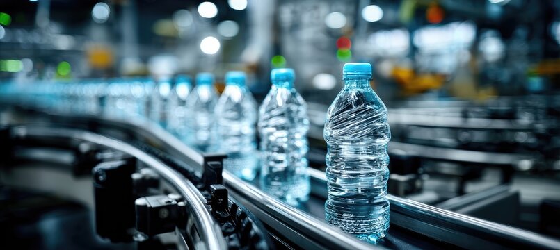 Plastic water bottles on a factory conveyor belt (2)