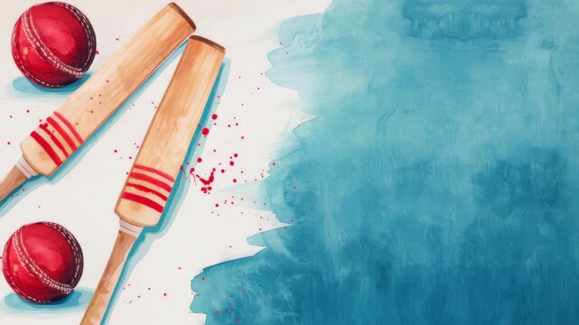 Vibrant cricket equipment featuring bats and balls against a colorful background, perfect for illustrating sportsmanship, fun, and outdoor activities in various contexts.