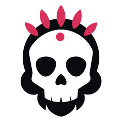 Black and white cartoon skull and crossbones vector illustration, a classic symbol of danger and pirate horror perfect for Halloween or a tattoo design