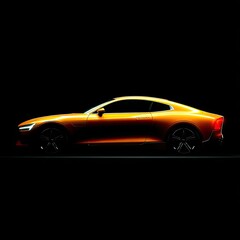Sleek, orange sports car profile