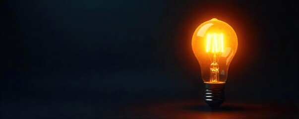 A single light bulb glows intensely against a dark background, radiating a brilliant, innovative energy The image evokes creativity, inspiration, and problem-solving , ingenuity, innovation, bulb