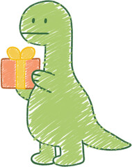 Vector illustration gift dinosaur