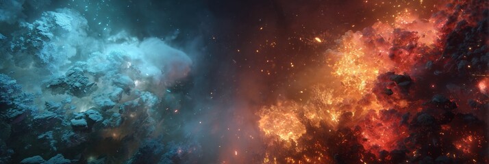 Fototapeta premium A highly detailed and atmospheric game background depicting an ancient, abandoned city with overgrown ruins and a mystical glow