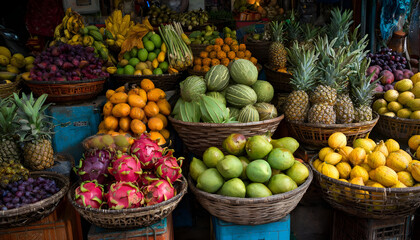 Vibrant Assortment of Fresh Tropical Fruits