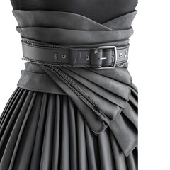Stylish pleated skirt with belt fashion garment apparel clothing design isolated on transparent background