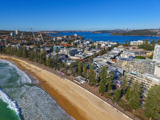 Aerial view on famous Manly Beach and Manly, Sydney, Australia.