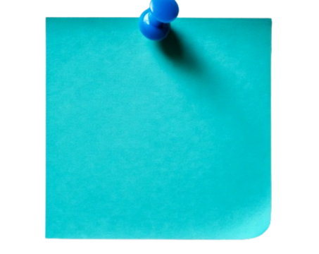 Pinned Turquoise Memo Note with Blue Push Pin, isolated PNG