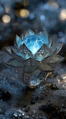 Radiant lotus ring, glowing blue