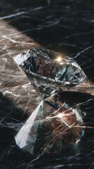 Diamond-shaped object on dark marble