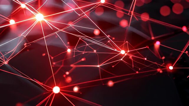Vibrant abstract design featuring red laser lines amidst a modern network backdrop. Ideal for technology themes, digital art, or innovative concepts.
