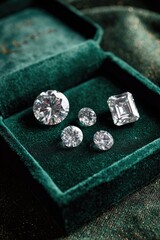 Diamonds in a green velvet box