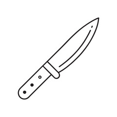 A Sharp Culinary Tool A Detailed Black and White Illustration of a Classic Kitchen Knife