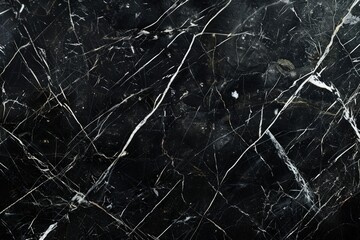 Photo of Black kitchen marble top pattern with white veins. Background texture for backdrops or mapping