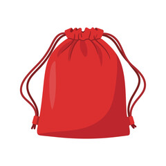 Red drawstring bag vector illustration