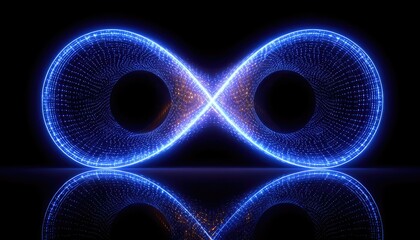 Infinity symbol, glowing blue, digital art