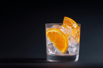 Chilled orange slice nestles in icy embrace, evoking citrus symphony for National Mocktail Week, summer solstice refreshment ritual