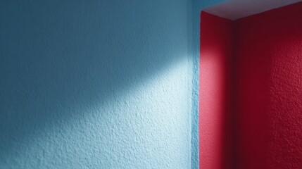 Sunlight dances on textured walls of electric blue and fiery red, evoking Diwali's luminosity, Mondrian's abstract whispers