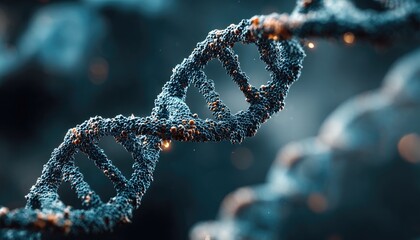 Dusty DNA helix, glowing detail