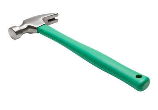 Claw Hammer with Green Handle isolated on transparent background