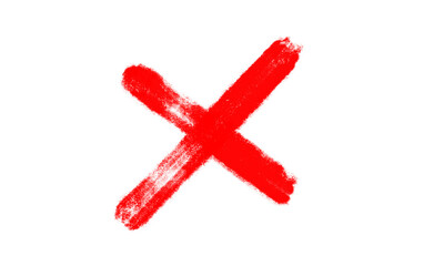 Hand-drawn red cross or X mark Symbol isolated on transparent background