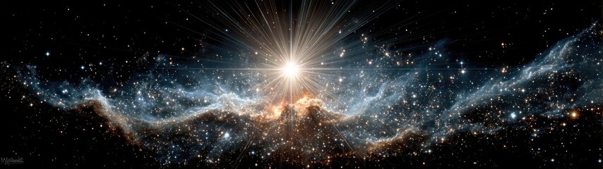 Cosmic light bursts through nebula