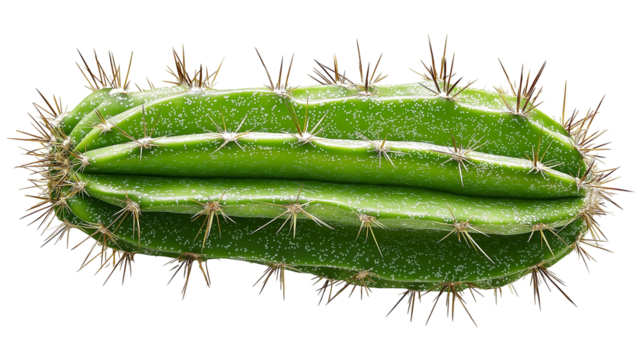 Green cactus with spines on transparent background - Powered by Adobe