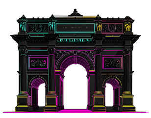Fototapeta premium Multicolor Etched Taj Mahal with Modern Neon Highlights 