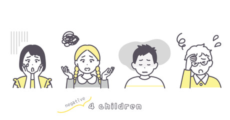 ネガティブな子どもたちのイラスト素材