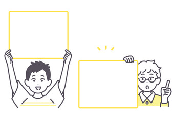 フリップボードを持つ男の子のイラスト素材