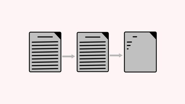 Animation of file icons. Motion graphic of files appearing in black screen